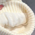 Winter Knitted Beanie Hat with Faux Fur Ball Fleece Lined Skullies Cap-Winter Hats-Arimonz-Arimonz