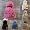 Winter Knitted Beanie Hat with Faux Fur Ball Fleece Lined Skullies Cap-Winter Hats-Arimonz-Arimonz