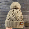 Winter Knitted Beanie Hat with Faux Fur Ball Fleece Lined Skullies Cap-Winter Hats-Arimonz-Arimonz