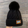 Winter Knitted Beanie Hat with Faux Fur Ball Fleece Lined Skullies Cap-Winter Hats-Arimonz-Black-Arimonz