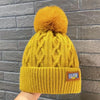 Winter Knitted Beanie Hat with Faux Fur Ball Fleece Lined Skullies Cap-Winter Hats-Arimonz-Yellow-Arimonz