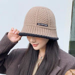 Winter Knitted Bucket Hat Warm Beanie for Women in Retro Style-Bucket Hats-Arimonz-Khaki-Arimonz