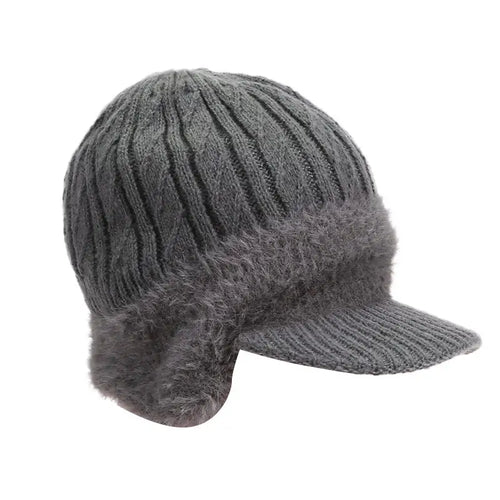 Winter Plush Fur-Lined Earflap Hat Warm Thick Knitted Beanie Cap-Winter Hats-Arimonz-Arimonz