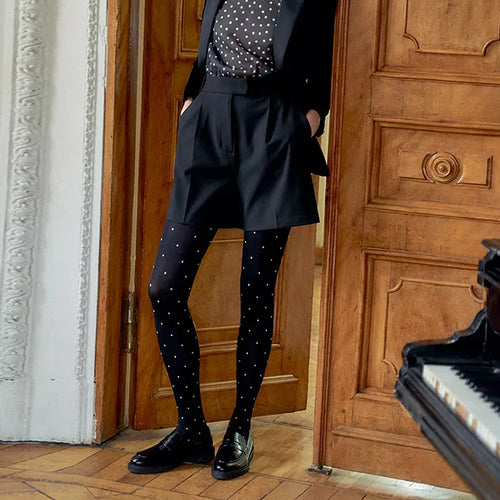 Winter Velvet Pantyhose Dot Tights with Large Elastic Fit Candy Colors-Socks & Tights-Arimonz-Arimonz