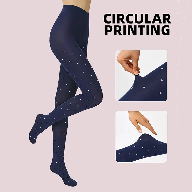 Winter Velvet Pantyhose Dot Tights with Large Elastic Fit Candy Colors-Socks & Tights-Arimonz-Arimonz