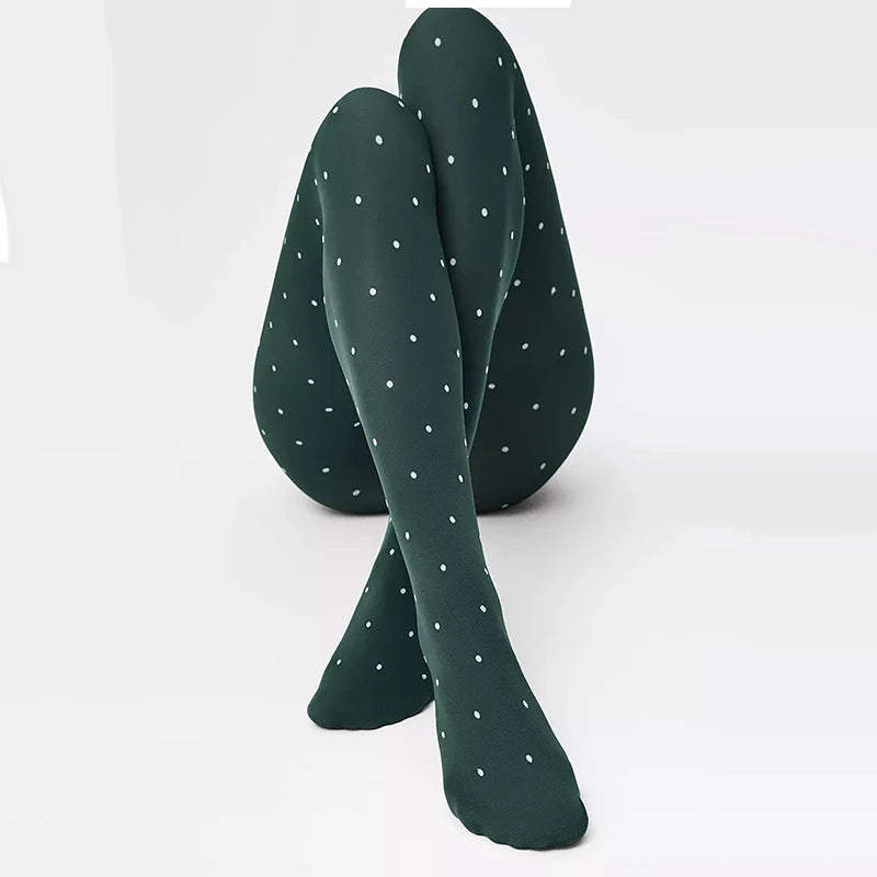 Winter Velvet Pantyhose Dot Tights with Large Elastic Fit Candy Colors-Socks & Tights-Arimonz-Arimonz