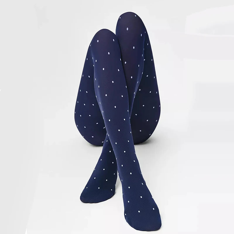 Winter Velvet Pantyhose Dot Tights with Large Elastic Fit Candy Colors-Socks & Tights-Arimonz-Arimonz