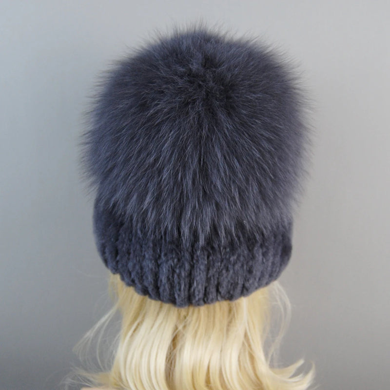 Winter Warm Real Fur Genuine Hat Bomber Beanies Cap for Women-Winter Hats-Arimonz-Arimonz