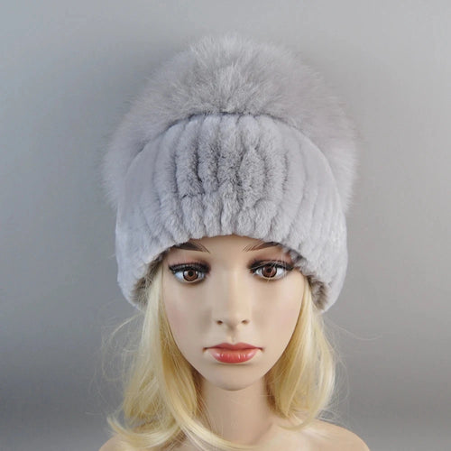 Winter Warm Real Fur Genuine Hat Bomber Beanies Cap for Women-Winter Hats-Arimonz-Arimonz