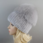 Winter Warm Real Fur Genuine Hat Bomber Beanies Cap for Women-Winter Hats-Arimonz-Light grey-Arimonz