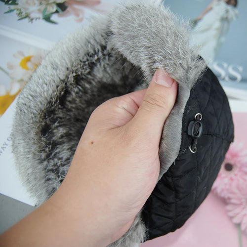 Winter Warm Solid Genuine Luxury Women Fur Adjustable Outdoor Cap-Winter Hats-Arimonz-Arimonz