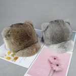 Winter Warm Solid Genuine Luxury Women Fur Adjustable Outdoor Cap-Winter Hats-Arimonz-Arimonz