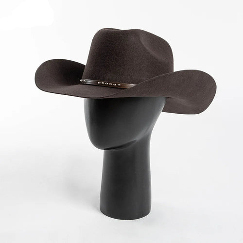 Winter Western Cowboy Hat Warm Wool Felt Fedoras Casual Studded Hat-Winter Hats-Arimonz-Arimonz