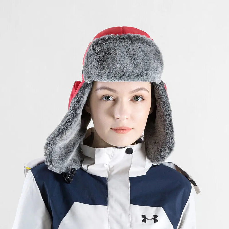 Winter Windproof Fur Warmer Hat Hood Fleece Ski Snow Cap with Earflaps-Winter Hats-Arimonz-Arimonz