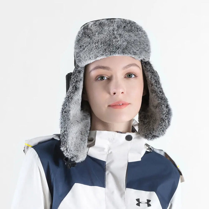 Winter Windproof Fur Warmer Hat Hood Fleece Ski Snow Cap with Earflaps-Winter Hats-Arimonz-Arimonz