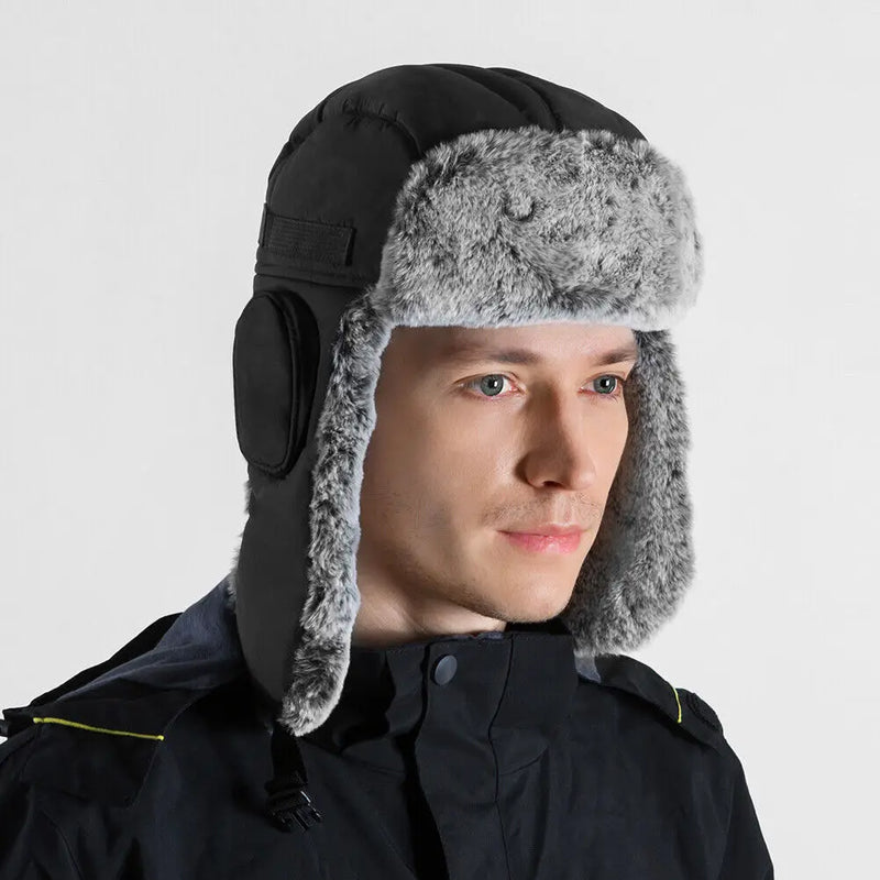 Winter Windproof Fur Warmer Hat Hood Fleece Ski Snow Cap with Earflaps-Winter Hats-Arimonz-Arimonz
