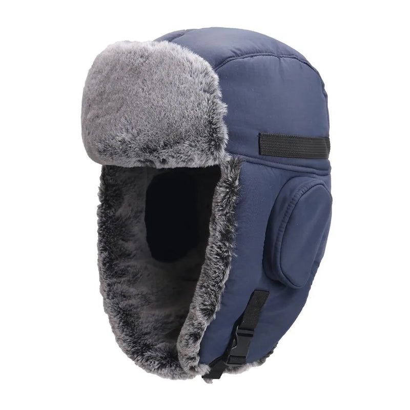 Winter Windproof Fur Warmer Hat Hood Fleece Ski Snow Cap with Earflaps-Winter Hats-Arimonz-Blue-Arimonz
