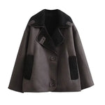 Woman Thick Faux Leather Jacket for Women Coat Plush Jacket Outerwear-Fuzzy Jackets-Arimonz-Arimonz