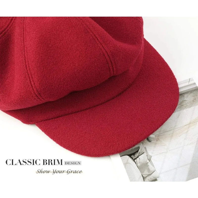 Women Beret Newsboy Hat Autumn Spring Winter French Wool Classic Cap-Winter Hats-Arimonz-Arimonz