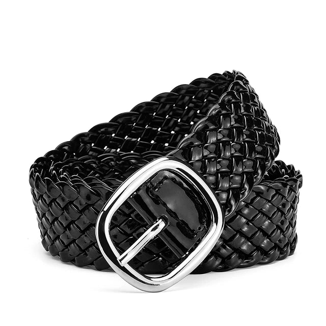 Women Braided Bright Color Belts Ladies Waist Ornament No Holes Belt-Belts-Arimonz-Black-105cm/41inches-Arimonz