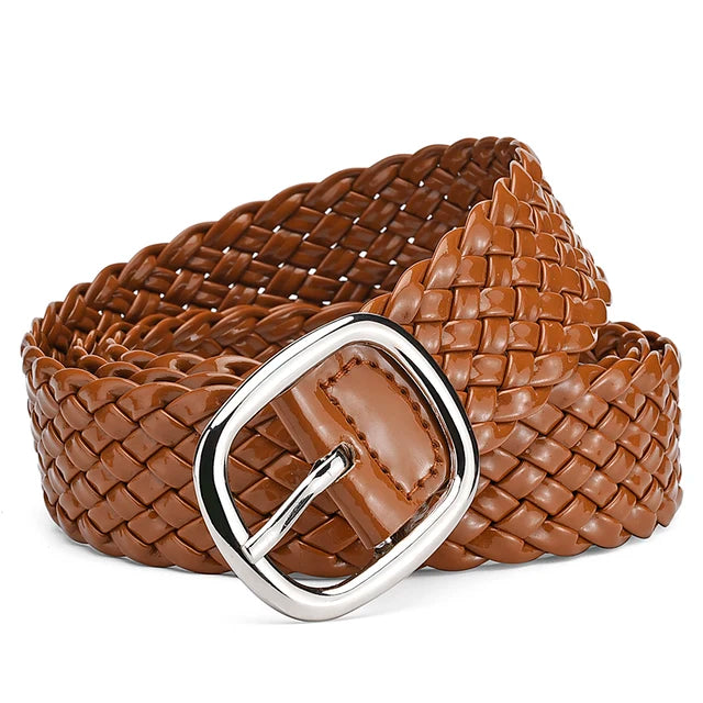 Women Braided Bright Color Belts Ladies Waist Ornament No Holes Belt-Belts-Arimonz-Brown-105cm/41inches-Arimonz