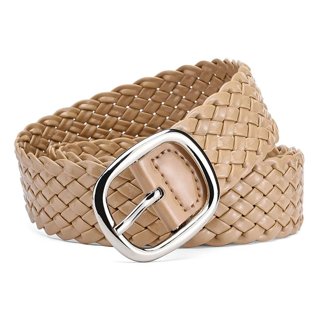 Women Braided Bright Color Belts Ladies Waist Ornament No Holes Belt-Belts-Arimonz-Khaki-105cm/41inches-Arimonz