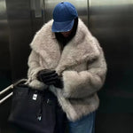 Women Casual Faux Fur Jackets Turn Down Collar Elegant Thick Coat-Fuzzy Jackets-Arimonz-Arimonz