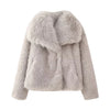 Women Casual Faux Fur Jackets Turn Down Collar Elegant Thick Coat-Fuzzy Jackets-Arimonz-Arimonz