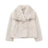 Women Casual Faux Fur Jackets Turn Down Collar Elegant Thick Coat-Fuzzy Jackets-Arimonz-Beige-XS-Arimonz