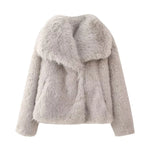 Women Casual Faux Fur Jackets Turn Down Collar Elegant Thick Coat-Fuzzy Jackets-Arimonz-Blush-XS-Arimonz