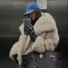 Women Casual Faux Fur Jackets Turn Down Collar Elegant Thick Coat-Fuzzy Jackets-Arimonz-Arimonz