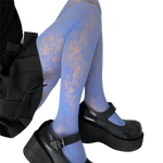Women Colorful Floral-Patterned Fishnet Tights See-through Lace Tights-Socks & Tights-Arimonz-Arimonz