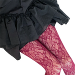Women Colorful Floral-Patterned Fishnet Tights See-through Lace Tights-Socks & Tights-Arimonz-Arimonz