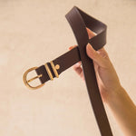 Women Cow Leather Horseshoe Buckle Sewing Retro Designer Jeans Belt-Belts-Arimonz-Arimonz