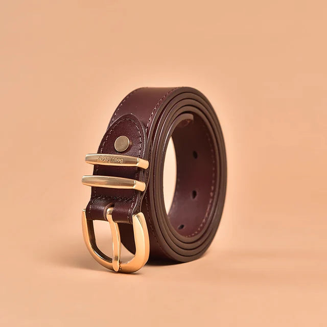 Women Cow Leather Horseshoe Buckle Sewing Retro Designer Jeans Belt-Belts-Arimonz-Coffee-95cm/37inches-Arimonz