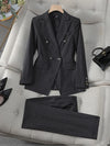 Women Double breasted Collar Sport Jacket Elegant Pant Set Office Set-Wear To Work Sets-Arimonz-Arimonz