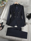 Women Double breasted Collar Sport Jacket Elegant Pant Set Office Set-Wear To Work Sets-Arimonz-Arimonz