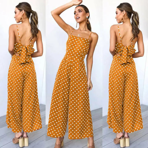 Women Elegant V-Neck Sleeveless High Waist Jumpsuit Wide Leg Romper-Casual Jumpsuits & Rompers-Arimonz-Arimonz