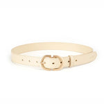 Women Genuine Cow Leather Metal Oval Buckle Retro Simple Ladies Belt-Belts-Arimonz-Beige-95cm/37inches-Arimonz