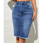 ﻿Women High Waist Denim Skirts Stretch Jeans Casual Bodycon Skirt-Denim Skirts-Arimonz-Arimonz