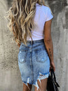Women High Waist Ripped Shorts Skirt Jeans Lady Denim Skirt-Denim Skirts-Arimonz-Arimonz
