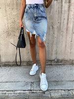 Women High Waist Ripped Shorts Skirt Jeans Lady Denim Skirt-Denim Skirts-Arimonz-Arimonz
