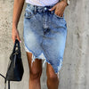 Women High Waist Ripped Shorts Skirt Jeans Lady Denim Skirt-Denim Skirts-Arimonz-Arimonz