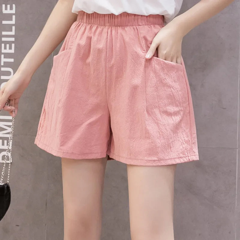 Women High Waisted Double Pocket Wide Leg Shorts Comfortable Shorts-Shorts-Arimonz-Arimonz
