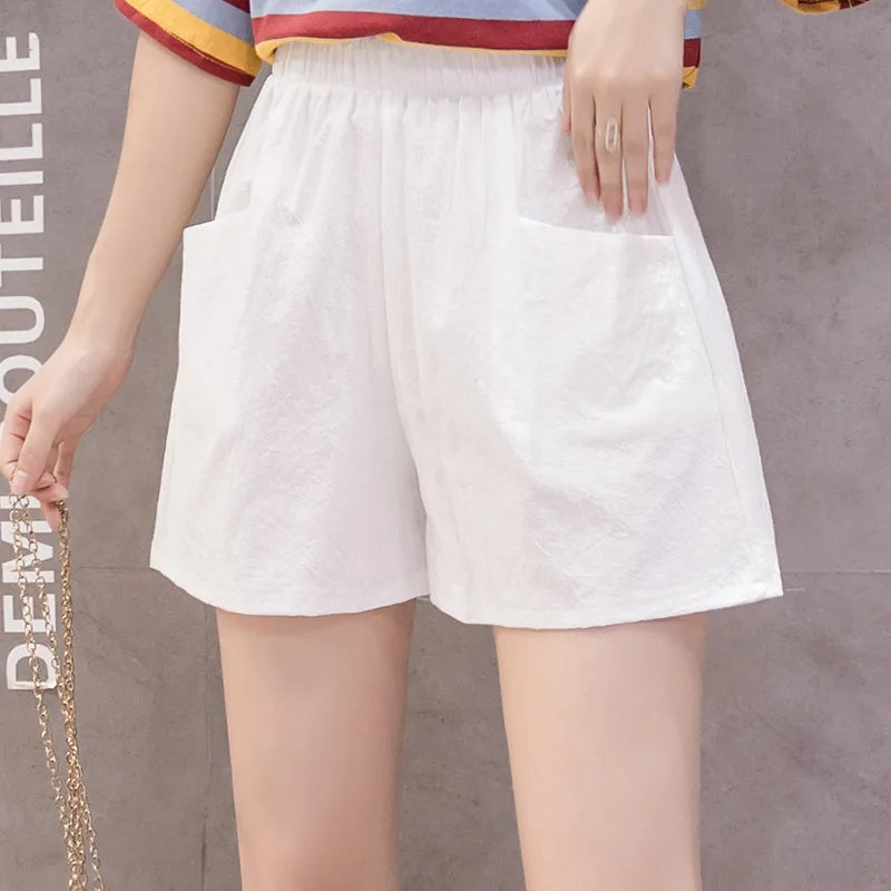 Women High Waisted Double Pocket Wide Leg Shorts Comfortable Shorts-Shorts-Arimonz-Arimonz
