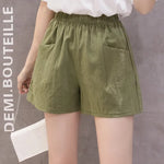 Women High Waisted Double Pocket Wide Leg Shorts Comfortable Shorts-Shorts-Arimonz-army green-L-Arimonz