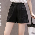 Women High Waisted Double Pocket Wide Leg Shorts Comfortable Shorts-Shorts-Arimonz-black-L-Arimonz