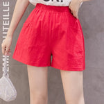 Women High Waisted Double Pocket Wide Leg Shorts Comfortable Shorts-Shorts-Arimonz-Red-L-Arimonz