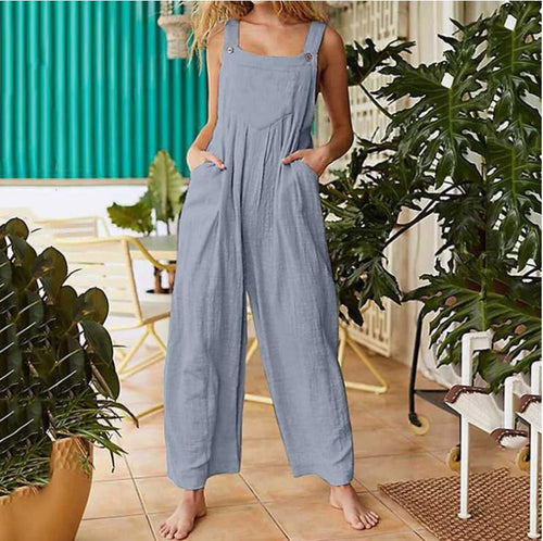 Women Jumpsuit Rompers New Summer Casual Square Neck Overalls Jumpsuit-Casual Jumpsuits & Rompers-Arimonz-Arimonz