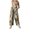 Women Jumpsuit Vintage Leaf Floral Print Square Neck Sleeveless Romper-Casual Jumpsuits & Rompers-Arimonz-Arimonz